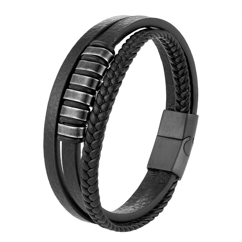 Bracelet en cuir tressé en acier titane pour le calme