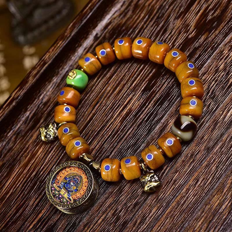 Bracelet d'équilibre en cuivre et lazurite en os de yak unisexe