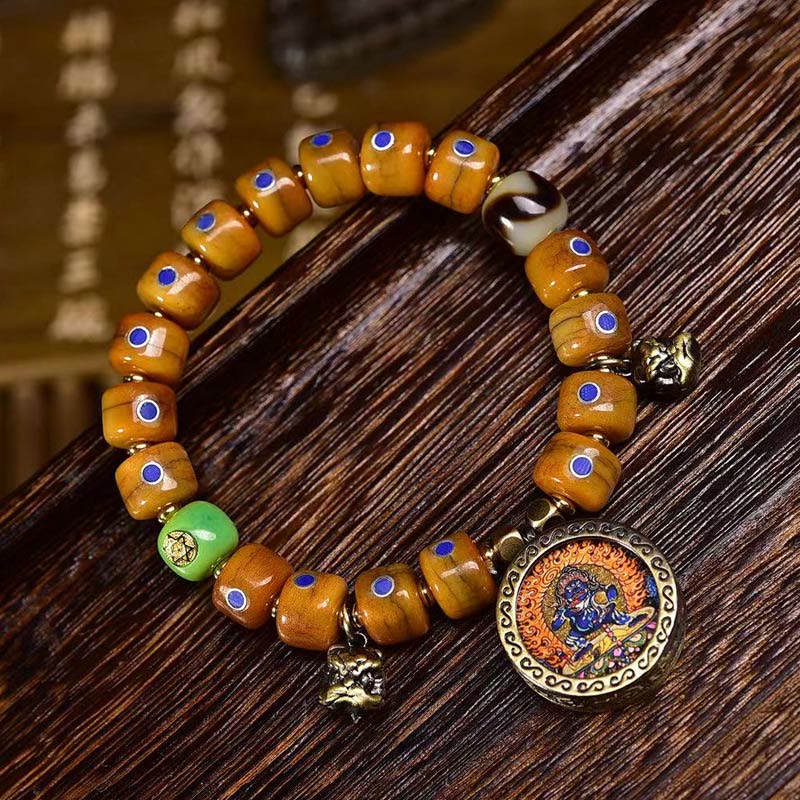Bracelet d'équilibre en cuivre et lazurite en os de yak unisexe