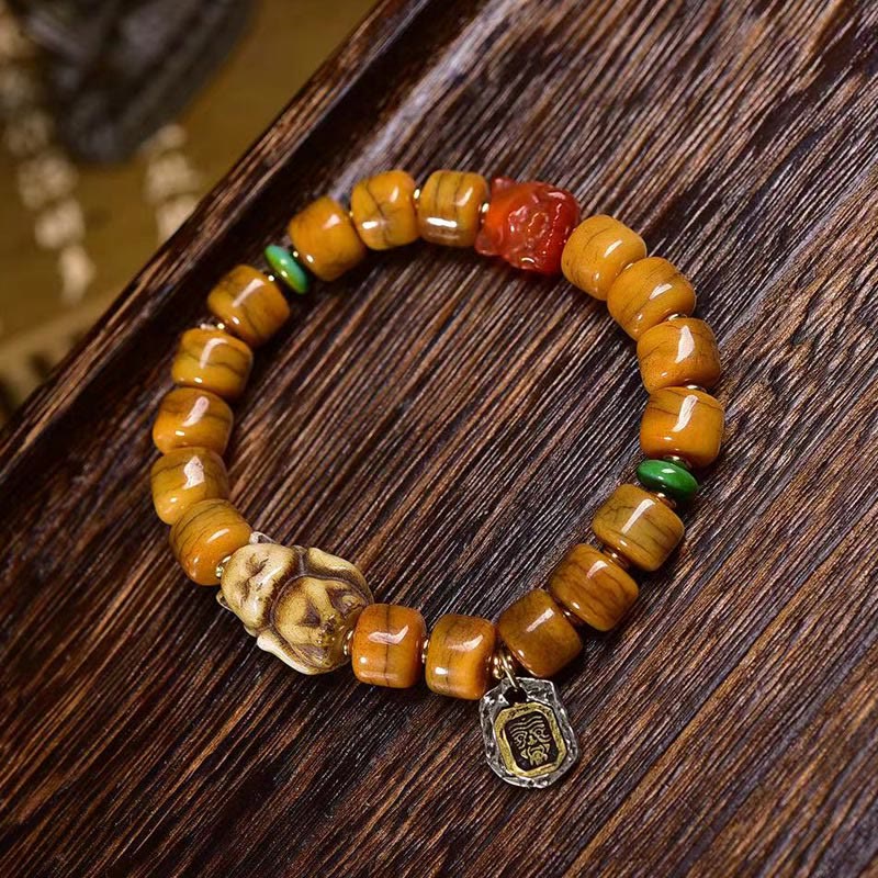 Unisex Tibetan Yak Bone Camel Bone Dzi Bead Balance Bracelet