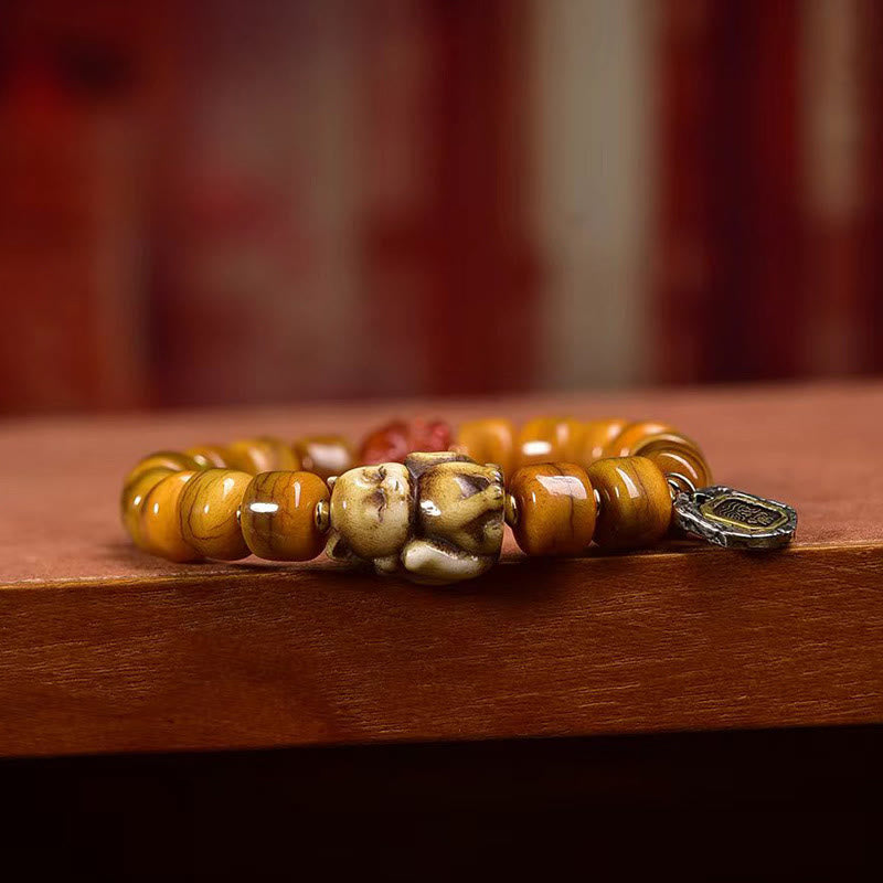 Bracelet d'équilibre unisexe tibétain en os de yak et os de chameau avec perles Dzi
