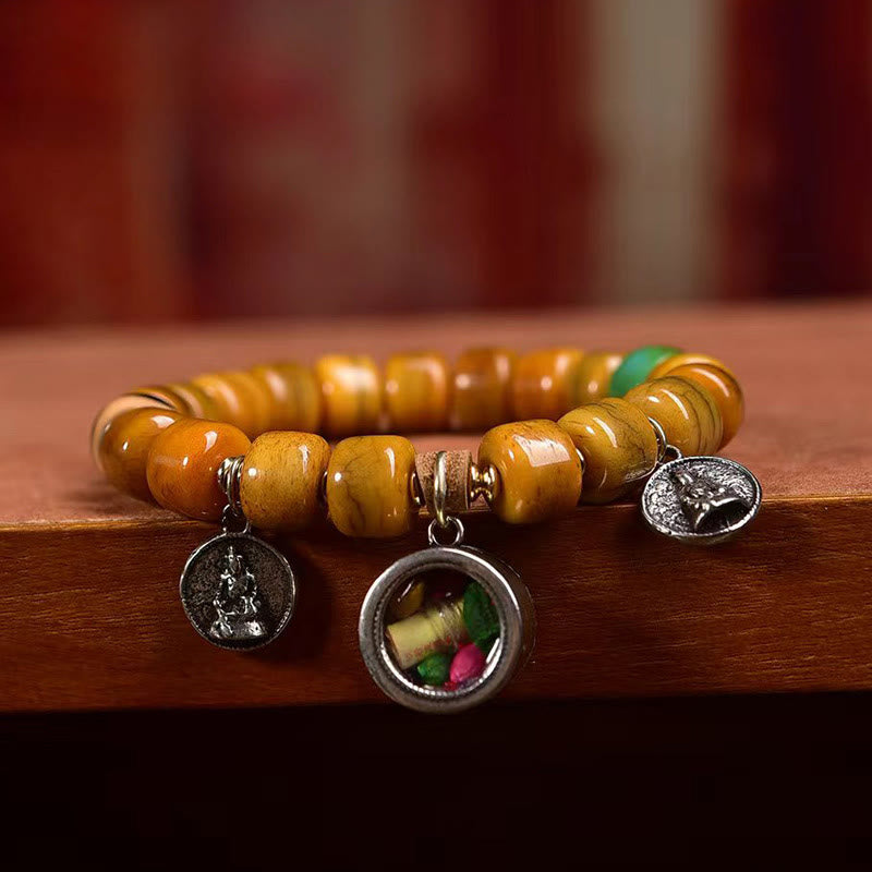 Bracelet d'équilibre unisexe tibétain en os de yak et os de chameau avec perles Dzi