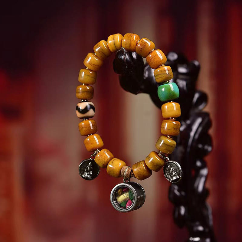 Bracelet d'équilibre unisexe tibétain en os de yak et os de chameau avec perles Dzi