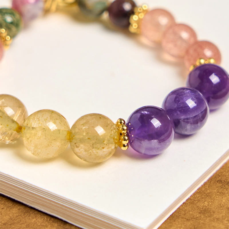 Porte-clés de guérison en quartz fraise - Bijoux spirituels