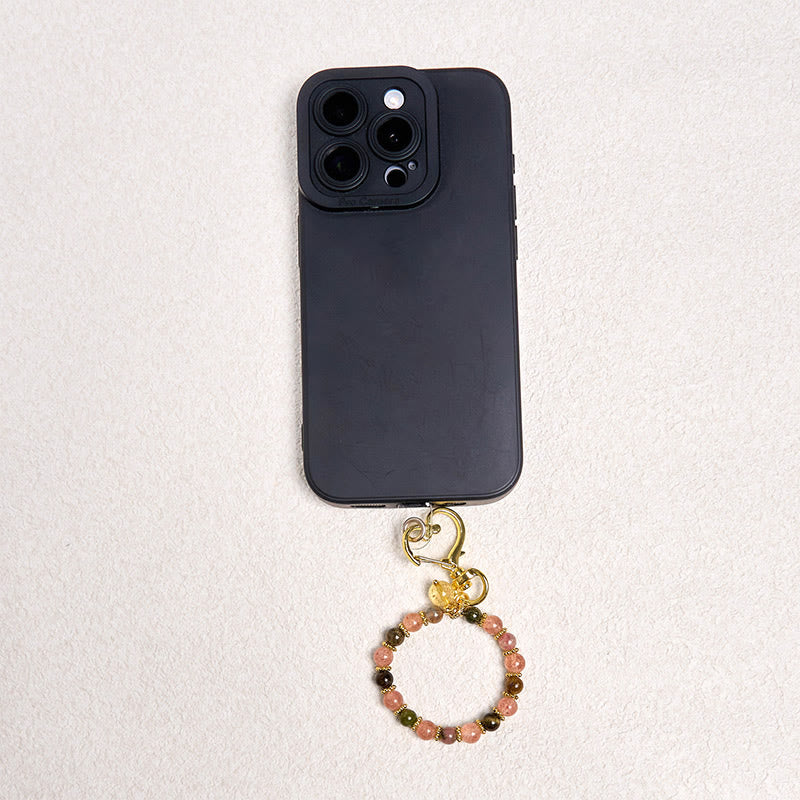 Porte-clés à énergie positive en quartz fraise 7 cm