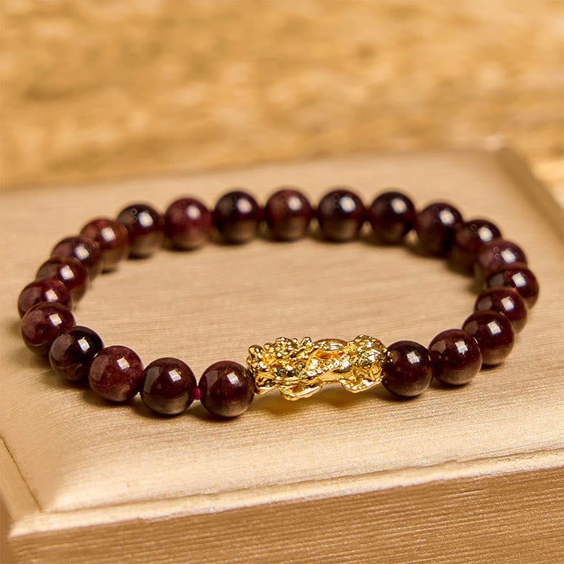 5mm Garnet PiXiu Protection Bracelet for Wealth