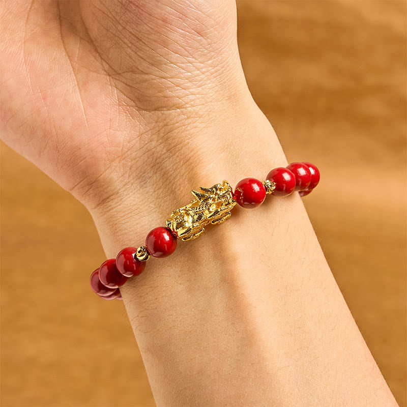 Bracelet Pixiu Calm Blessing en cinabre de 8 mm