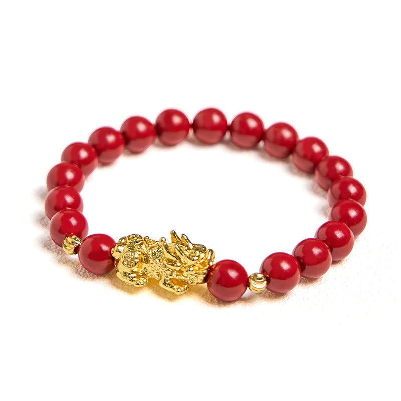 Bracelet Pixiu Calm Blessing en cinabre de 8 mm