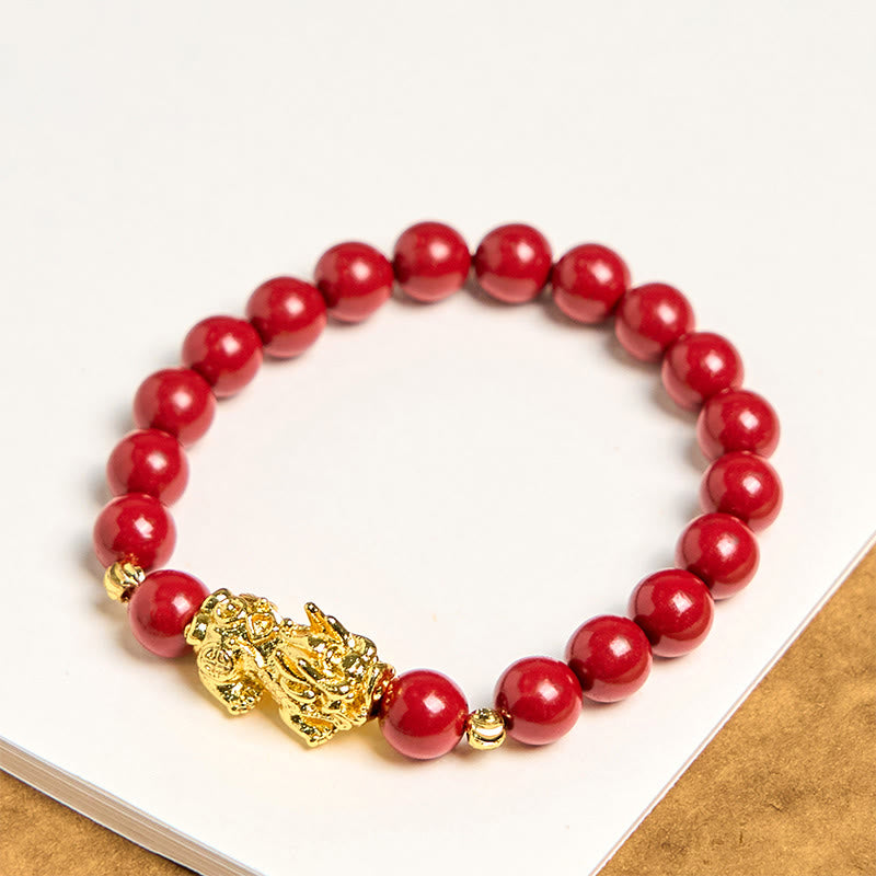 Bracelet Pixiu Calm Blessing en cinabre de 8 mm