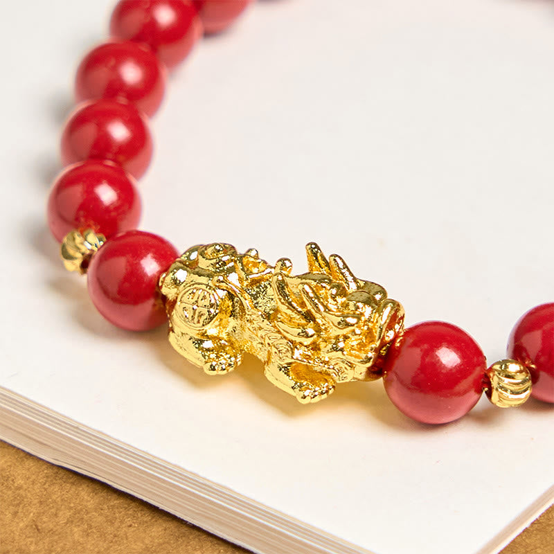 Bracelet Pixiu Calm Blessing en cinabre de 8 mm