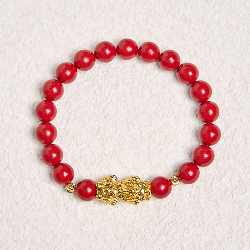 Bracelet Pixiu Calm Blessing en cinabre de 8 mm