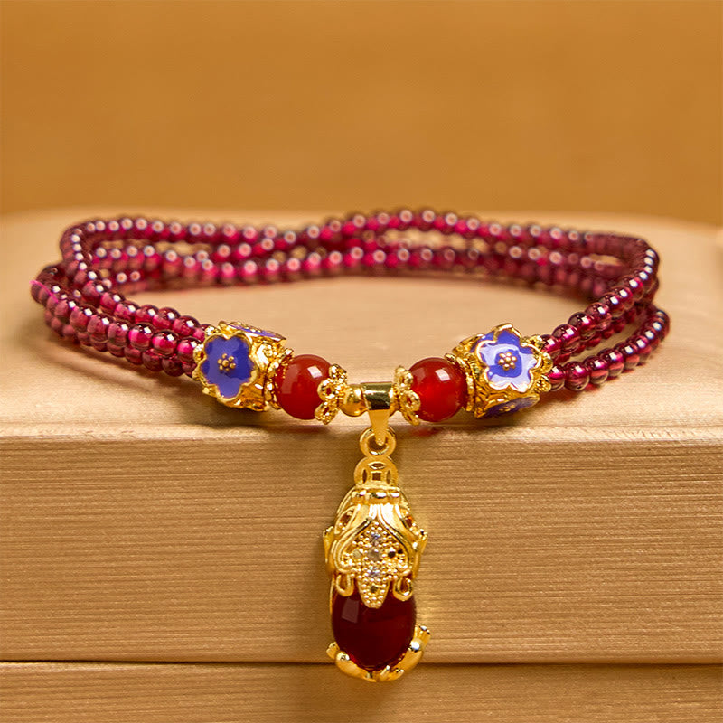 3mm Garnet Pixiu Purification Multilayer Bracelet