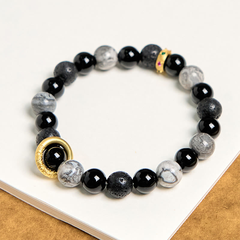 8mm Lava Rock Spiritual Bracelet for Protection and Healing
