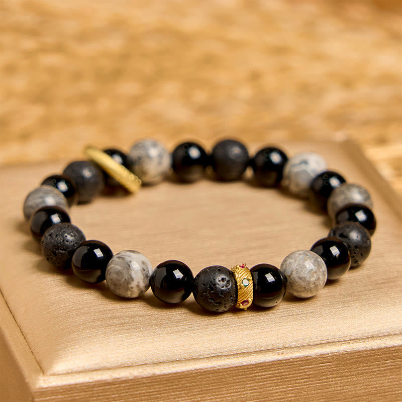 8mm Lava Rock Spiritual Bracelet for Protection and Healing
