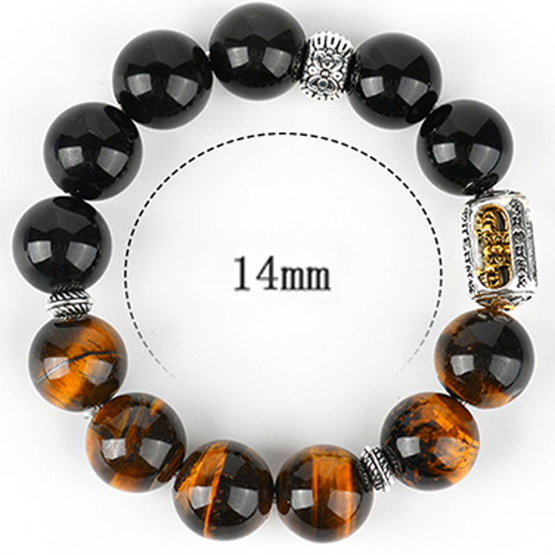 Men's Silver Sheen Obsidian & Tiger Eye Protection Bracelet