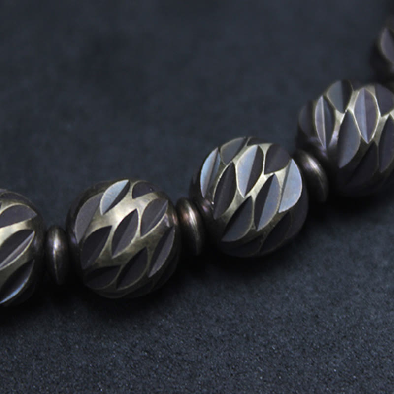 Bracelet de richesse rétro en cuivre | Motif sculpté vintage