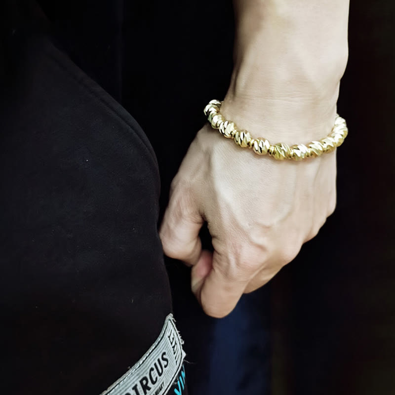 Bracelet de richesse rétro en cuivre | Motif sculpté vintage
