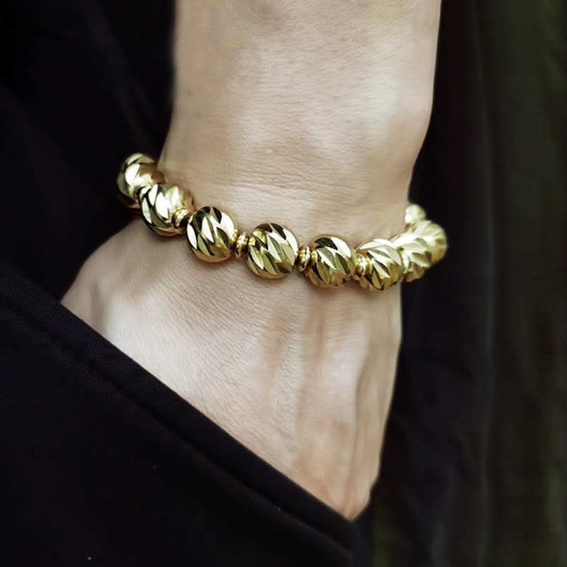 Bracelet de richesse rétro en cuivre | Motif sculpté vintage