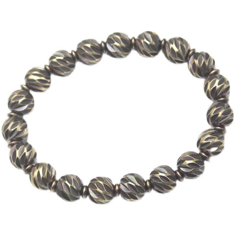 Bracelet de richesse rétro en cuivre | Motif sculpté vintage