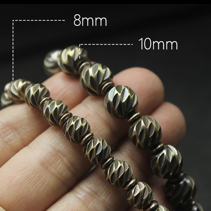 Bracelet de richesse rétro en cuivre | Motif sculpté vintage