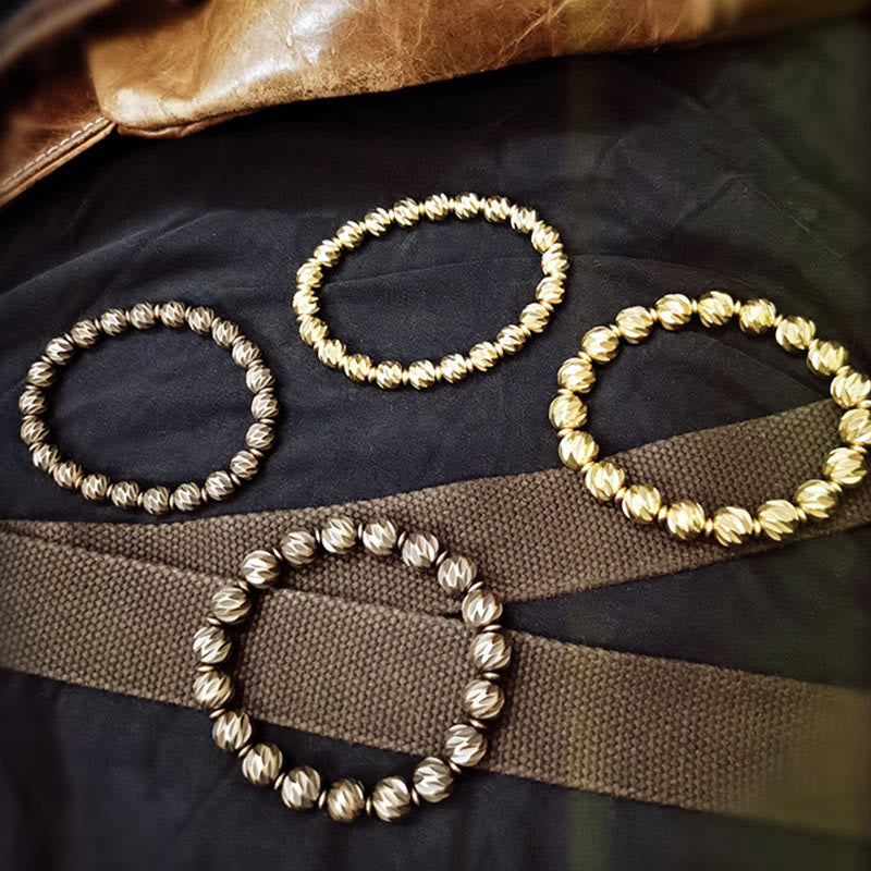 Bracelet de richesse rétro en cuivre | Motif sculpté vintage