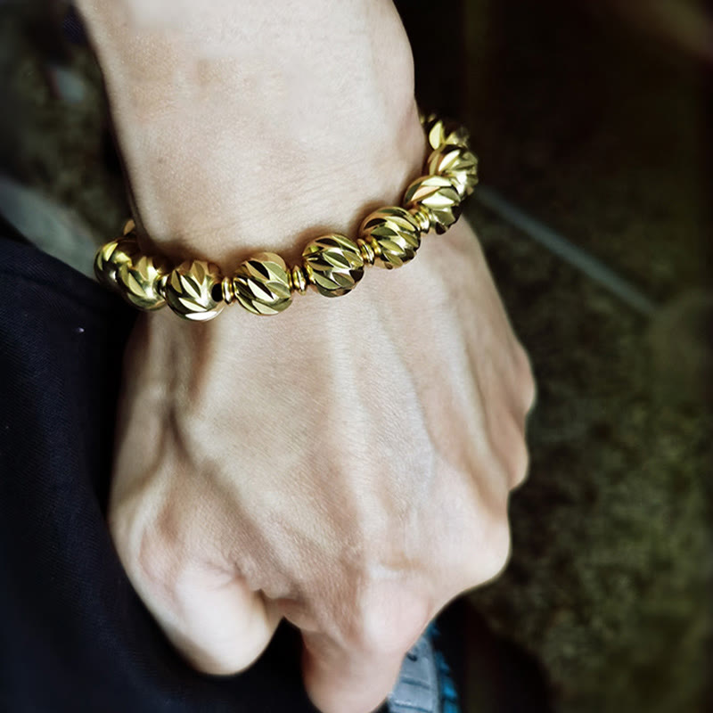 Bracelet de richesse rétro en cuivre | Motif sculpté vintage
