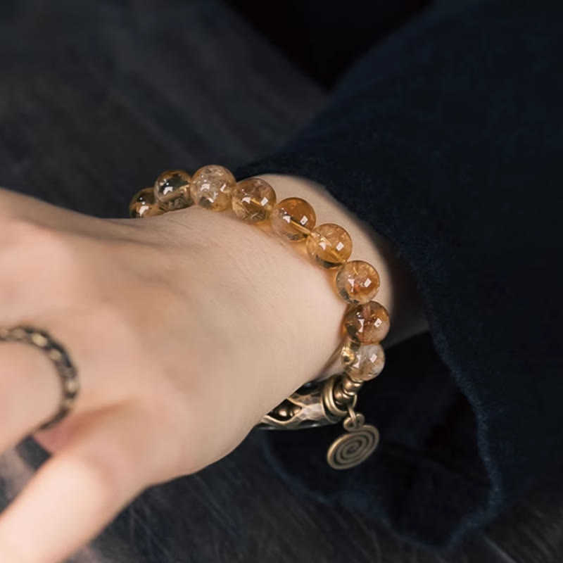 Bracelet de protection en citrine de 10 mm pour la prospérité et la joie