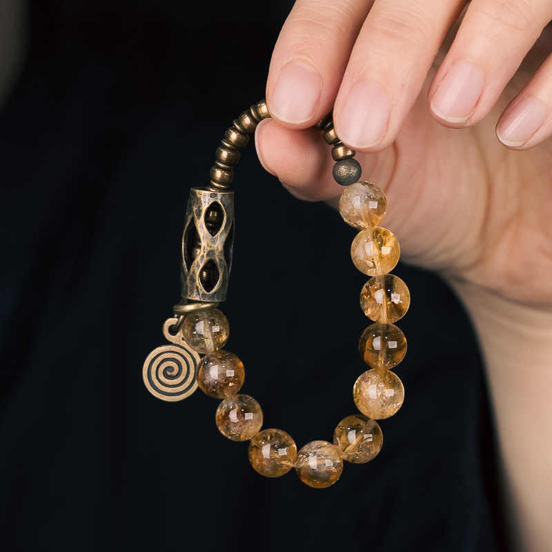 Bracelet de protection en citrine de 10 mm pour la prospérité et la joie