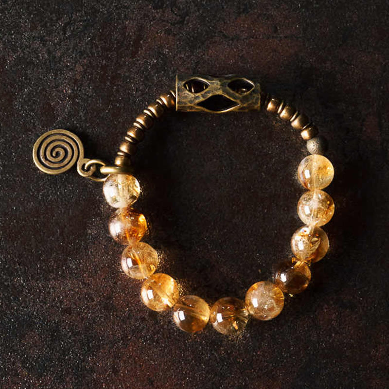 Bracelet de protection en citrine de 10 mm pour la prospérité et la joie