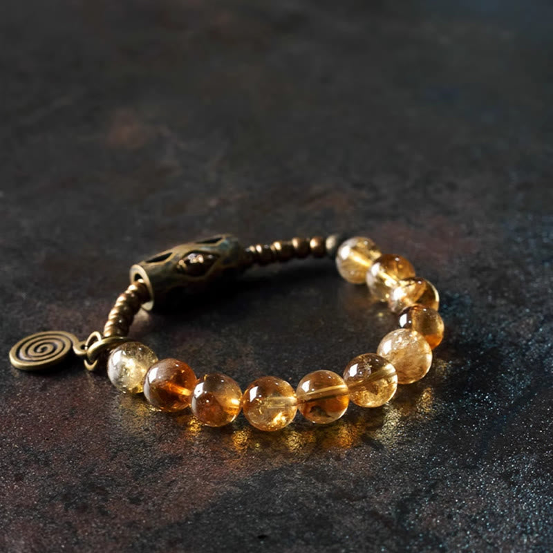 Bracelet de protection en citrine de 10 mm pour la prospérité et la joie