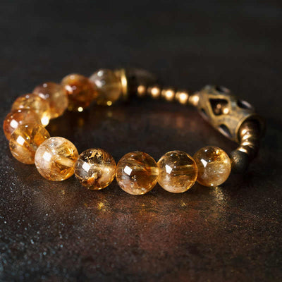 Bracelet de protection en citrine de 10 mm pour la prospérité et la joie