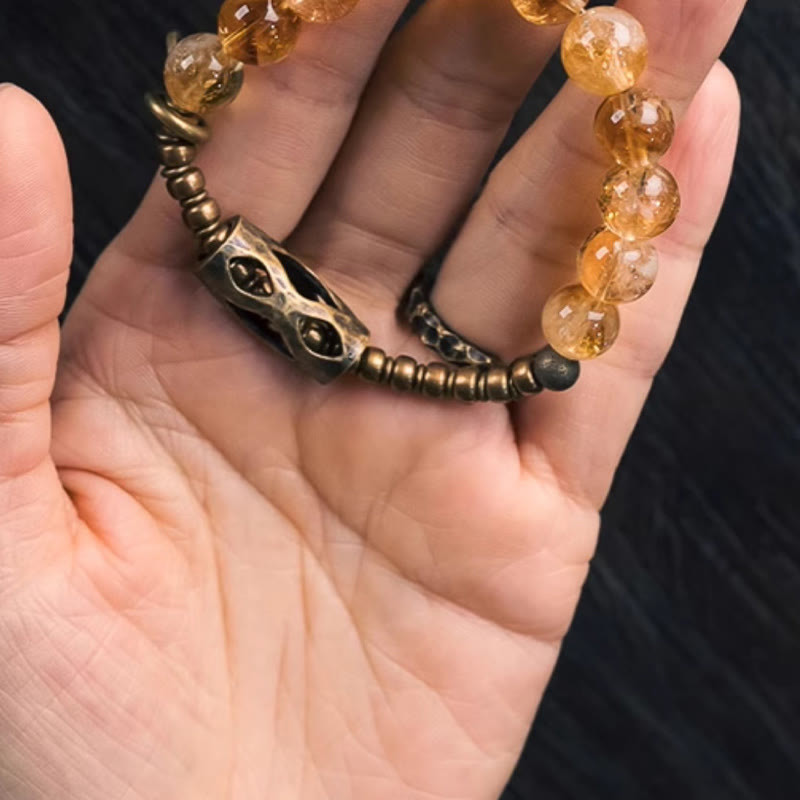 Bracelet de protection en citrine de 10 mm pour la prospérité et la joie