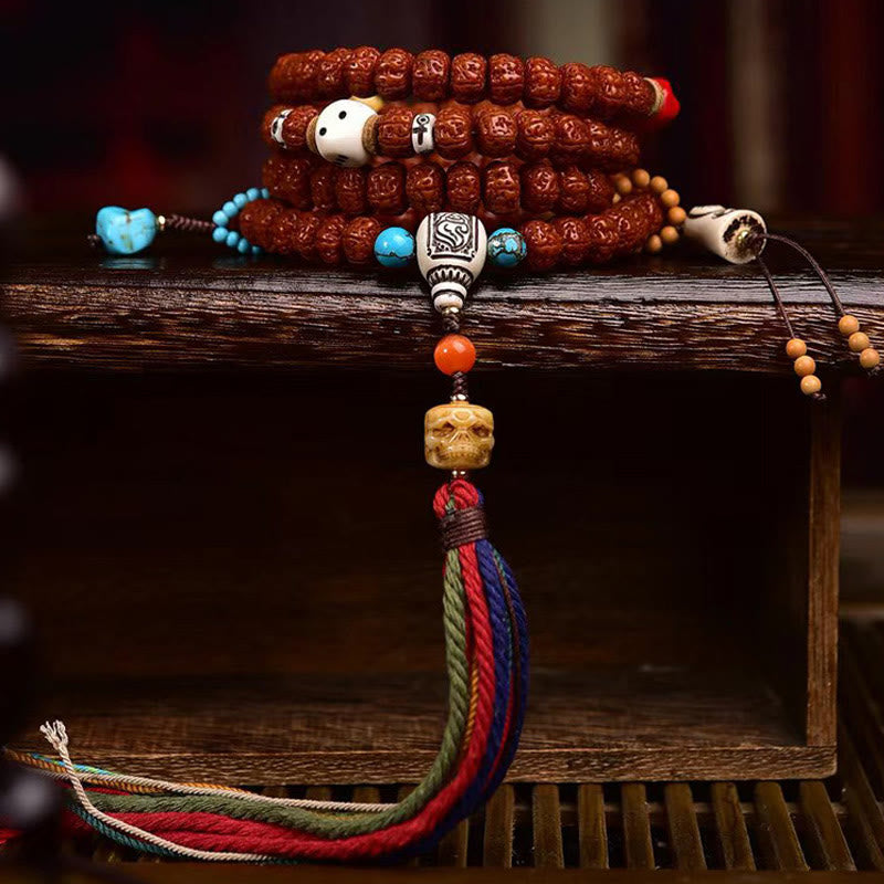 108 Bodhi Seed Mala | Wealth & Luck Tassel Beads for Meditation