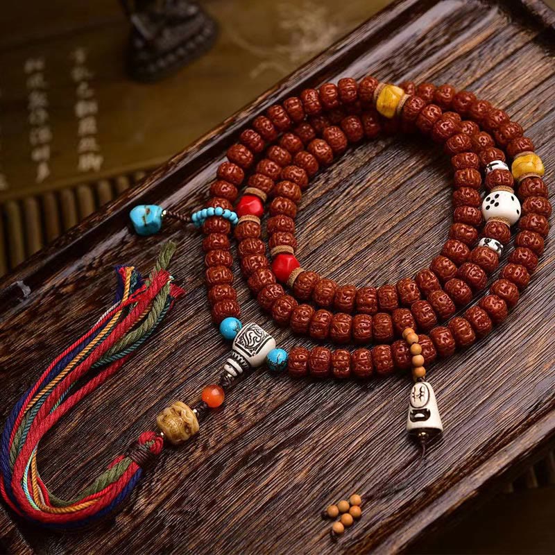 108 Bodhi Seed Mala | Wealth & Luck Tassel Beads for Meditation