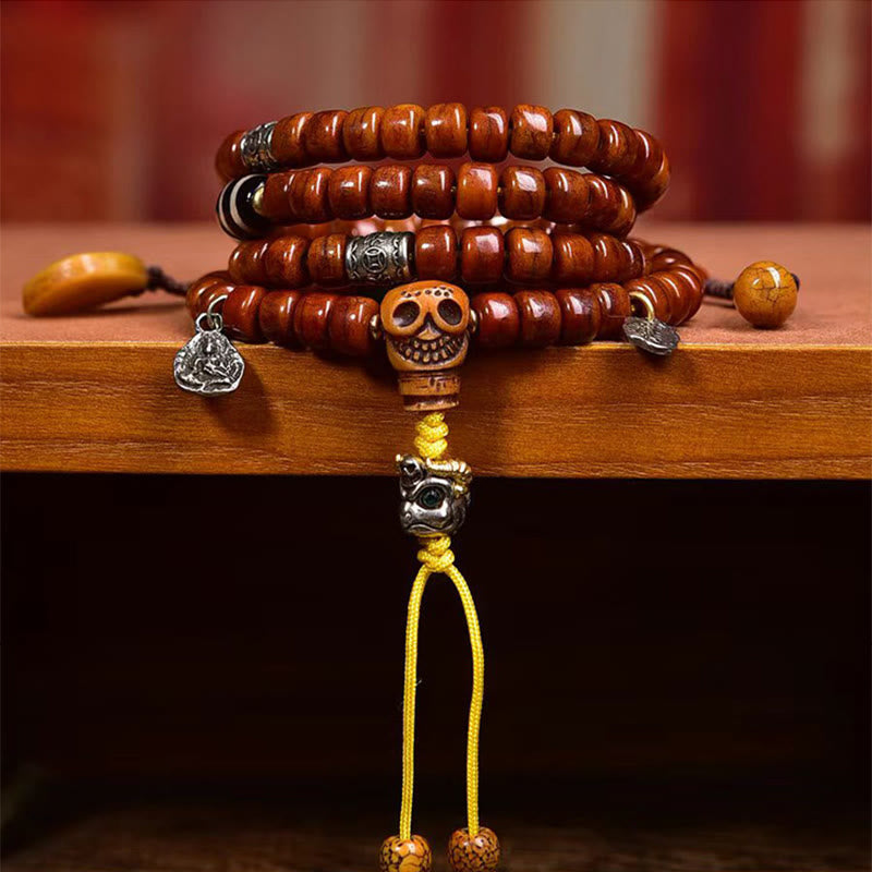 Mala Force et Protection en Os de Yack 8x6 mm 108 Perles