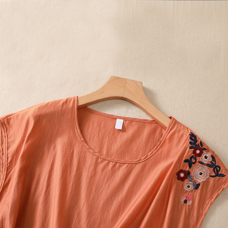 Cotton Linen Women's Embroidered Flower Vest for Spiritual Wear