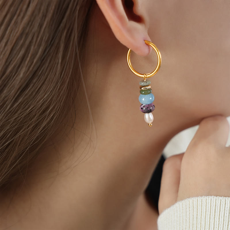 Boucles d'oreilles Confidence en agate rouge et acier titane | Sons de guérison