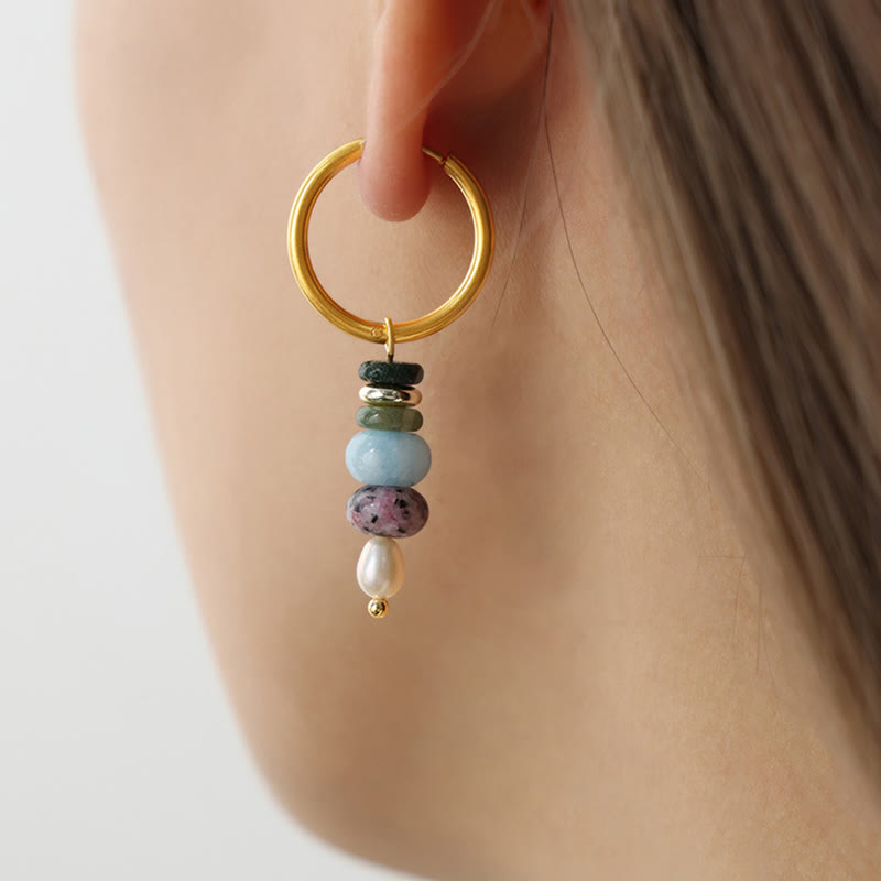 Boucles d'oreilles Confidence en agate rouge et acier titane | Sons de guérison