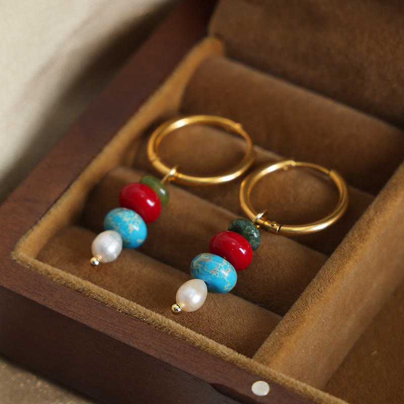 Boucles d'oreilles Confidence en agate rouge et acier titane | Sons de guérison