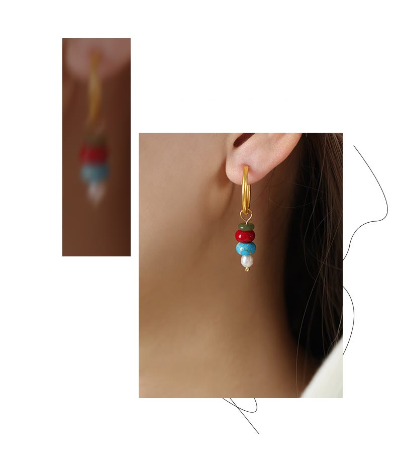 Boucles d'oreilles Confidence en agate rouge et acier titane | Sons de guérison