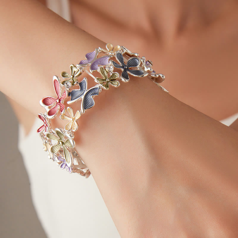 Bracelet spirituel en alliage papillon coloré pour l'amour et la liberté