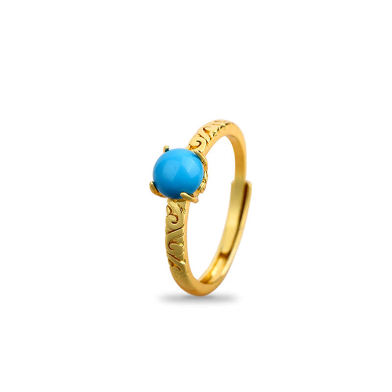 Bague de protection réglable en cuivre turquoise unisexe