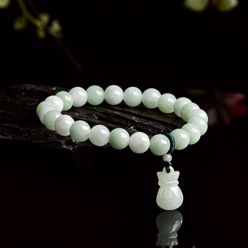 Jade Money Bag Charm Bracelet for Luck and Prosperity