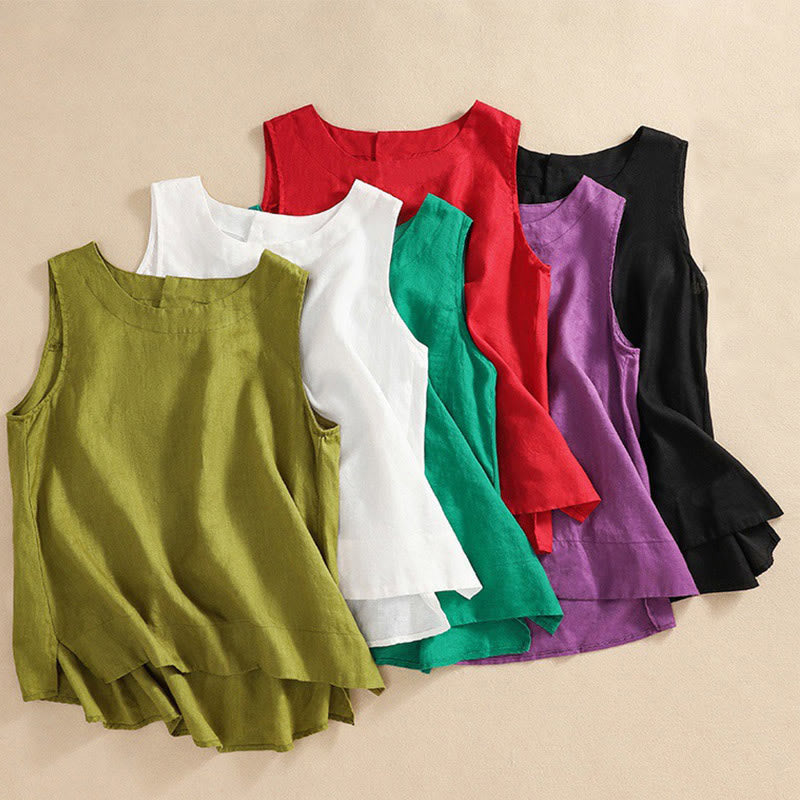Casual Women's Cotton Linen Sleeveless Vest | Yoga Top
