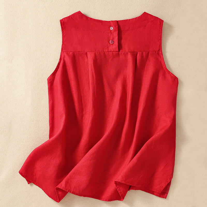 Casual Women's Cotton Linen Sleeveless Vest | Yoga Top