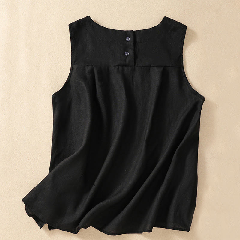 Casual Women's Cotton Linen Sleeveless Vest | Yoga Top
