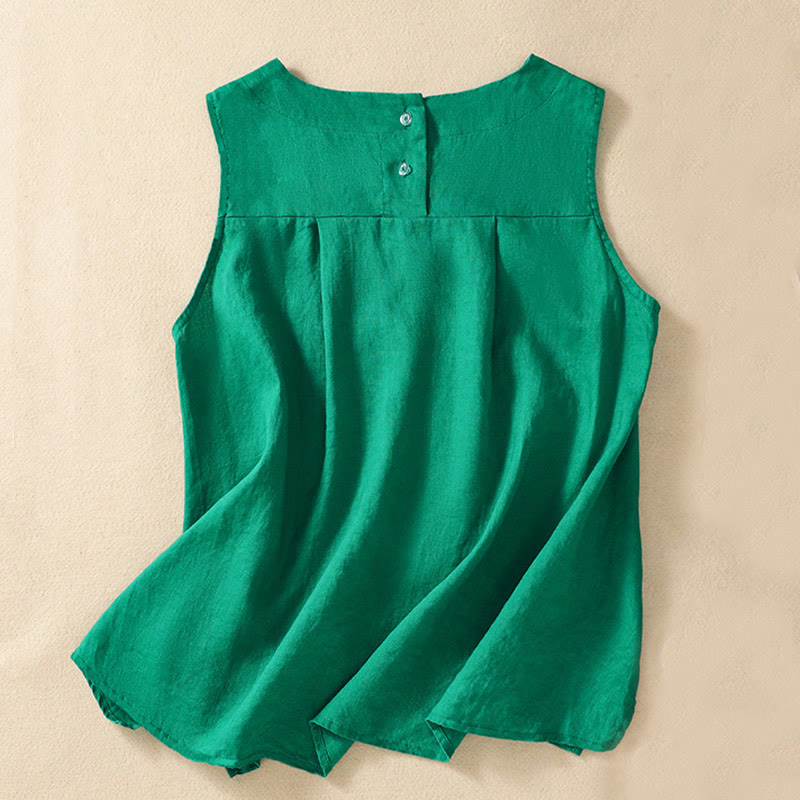 Casual Women's Cotton Linen Sleeveless Vest | Yoga Top