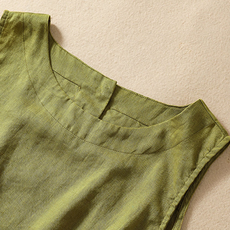 Casual Women's Cotton Linen Sleeveless Vest | Yoga Top