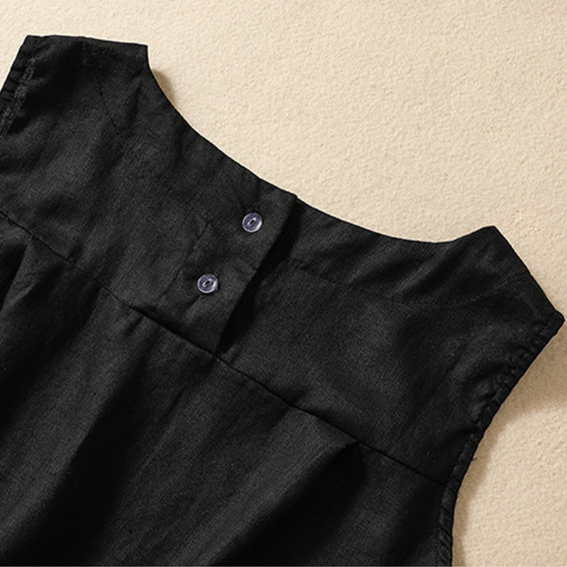 Casual Women's Cotton Linen Sleeveless Vest | Yoga Top