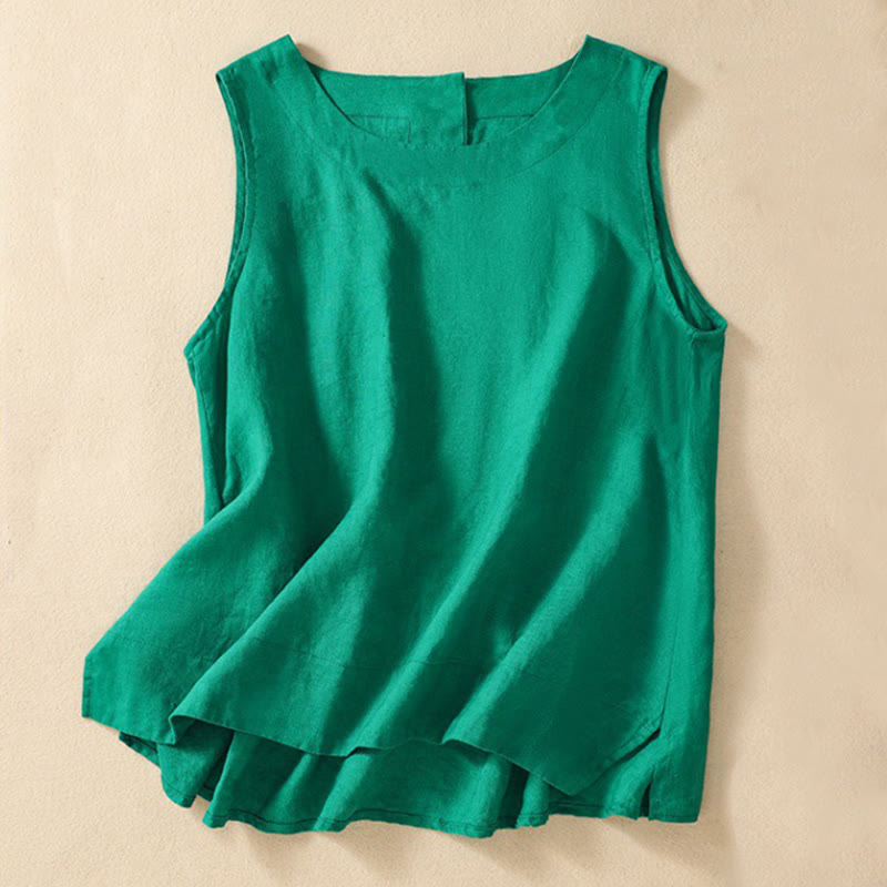 Casual Women's Cotton Linen Sleeveless Vest | Yoga Top